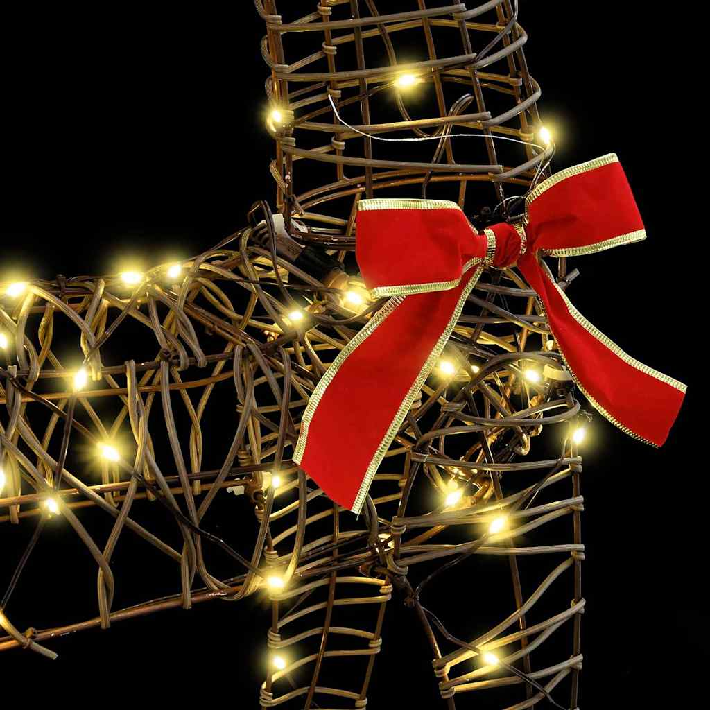 Reindeer Pull Sleigh Warm white 70 x 26 x 128.5 cm Rattan